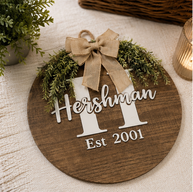 15" Personalized Family Name Door Hanger Sign