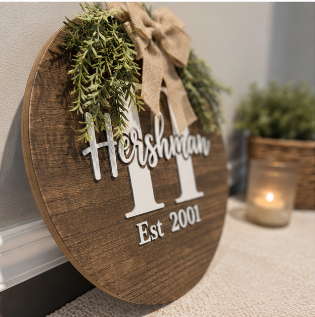 15" Personalized Family Name Door Hanger Sign