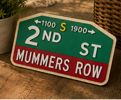 2nd St Mummers Row Custom Wooden Street Sign