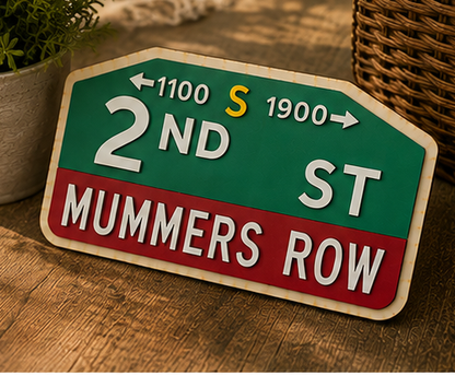 2nd St Mummers Row Custom Wooden Street Sign