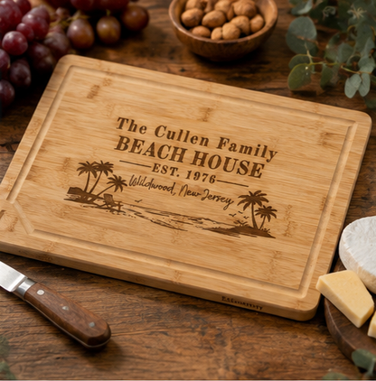 Personalized Engraved Beach House Bamboo Cutting Board