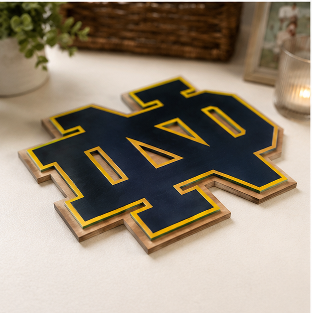 Notre Dame Wooden Wall Sign - Layered Wood