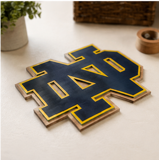 Notre Dame Wooden Wall Sign - Layered Wood