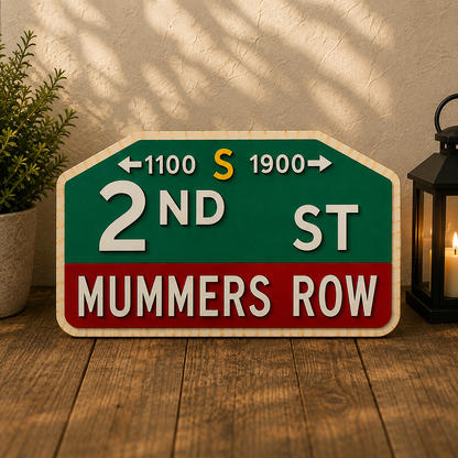 2nd St Mummers Row Custom Wooden Street Sign