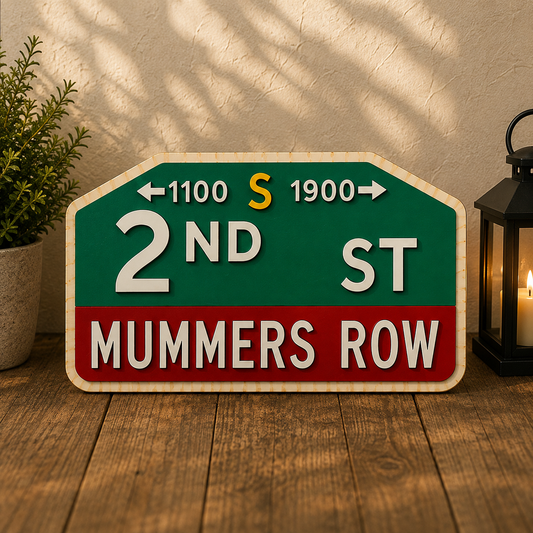 2nd St Mummers Row Custom Wooden Street Sign