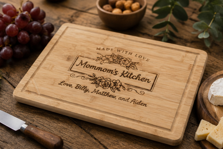 Personalized Engraved Grandma's Kitchen Bamboo Cutting Board