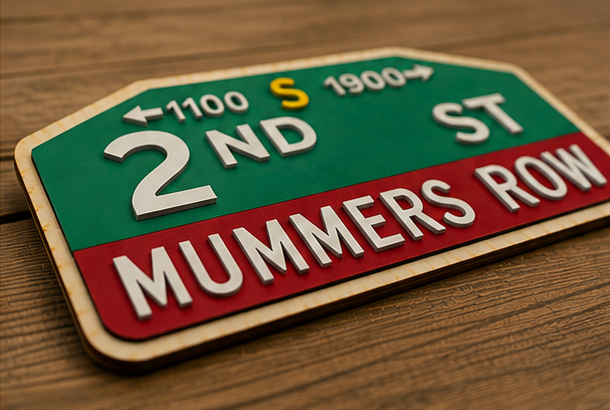 2nd St Mummers Row Custom Wooden Street Sign