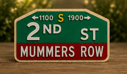2nd St Mummers Row Custom Wooden Street Sign
