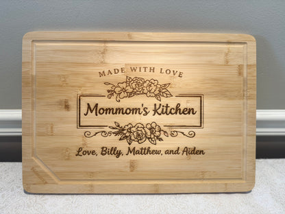 Personalized Engraved Grandma's Kitchen Bamboo Cutting Board