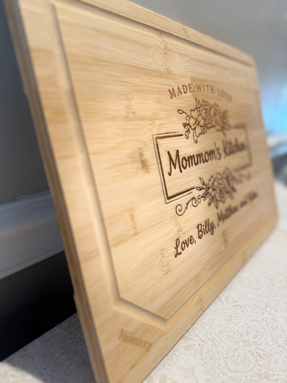 Personalized Engraved Grandma's Kitchen Bamboo Cutting Board