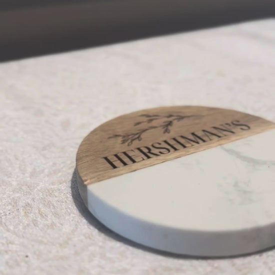 Wood & Marble Family Engraved Coasters