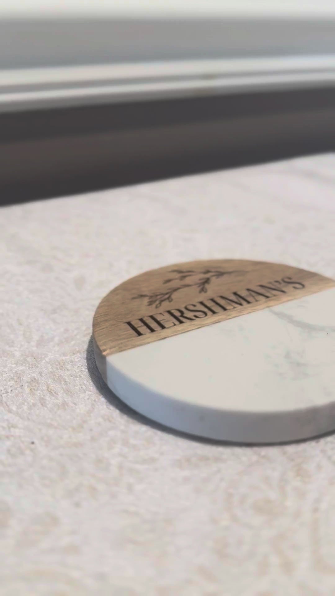 Wood & Marble Family Engraved Coasters