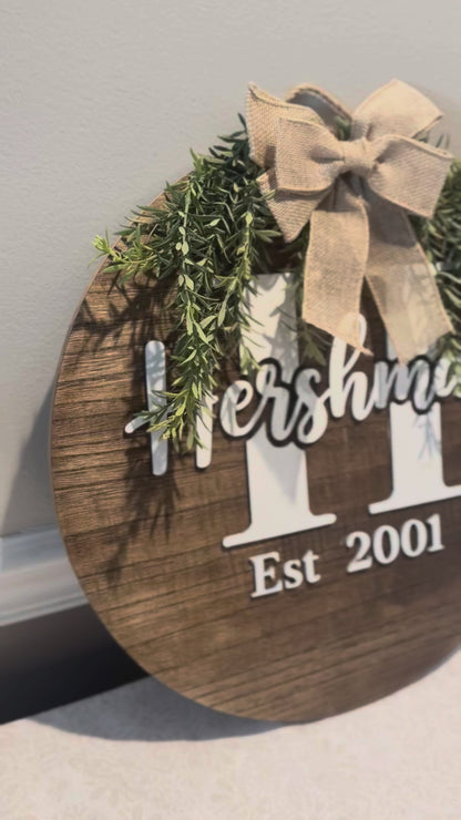 15" Personalized Family Name Door Hanger Sign