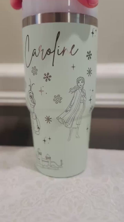 Personalized Elsa Tumbler with Custom Name for Kids